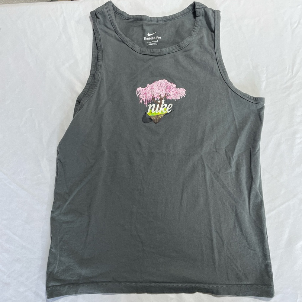 Nike Charcoal Tank with Pink Logo
